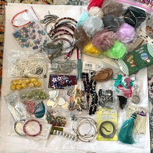 Lot of Jewelry Making Supplies-Beads-Charms-Poms-Bracelets, Earrings and More!